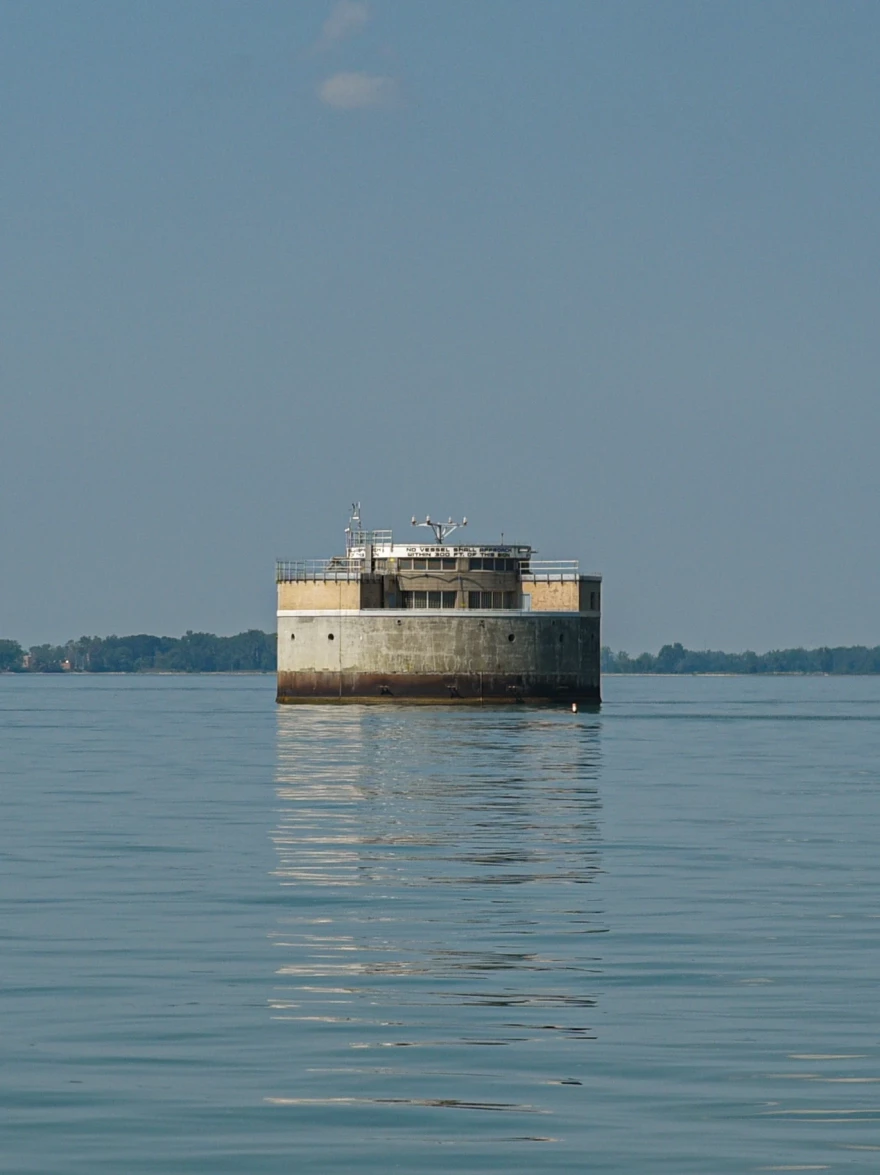 The City of Toledo's water intake in Lake Erie. Nine years ago, Toledo shut down its water system as a precautionary measure when toxic cyanobacterial blooms were discovered at its location.